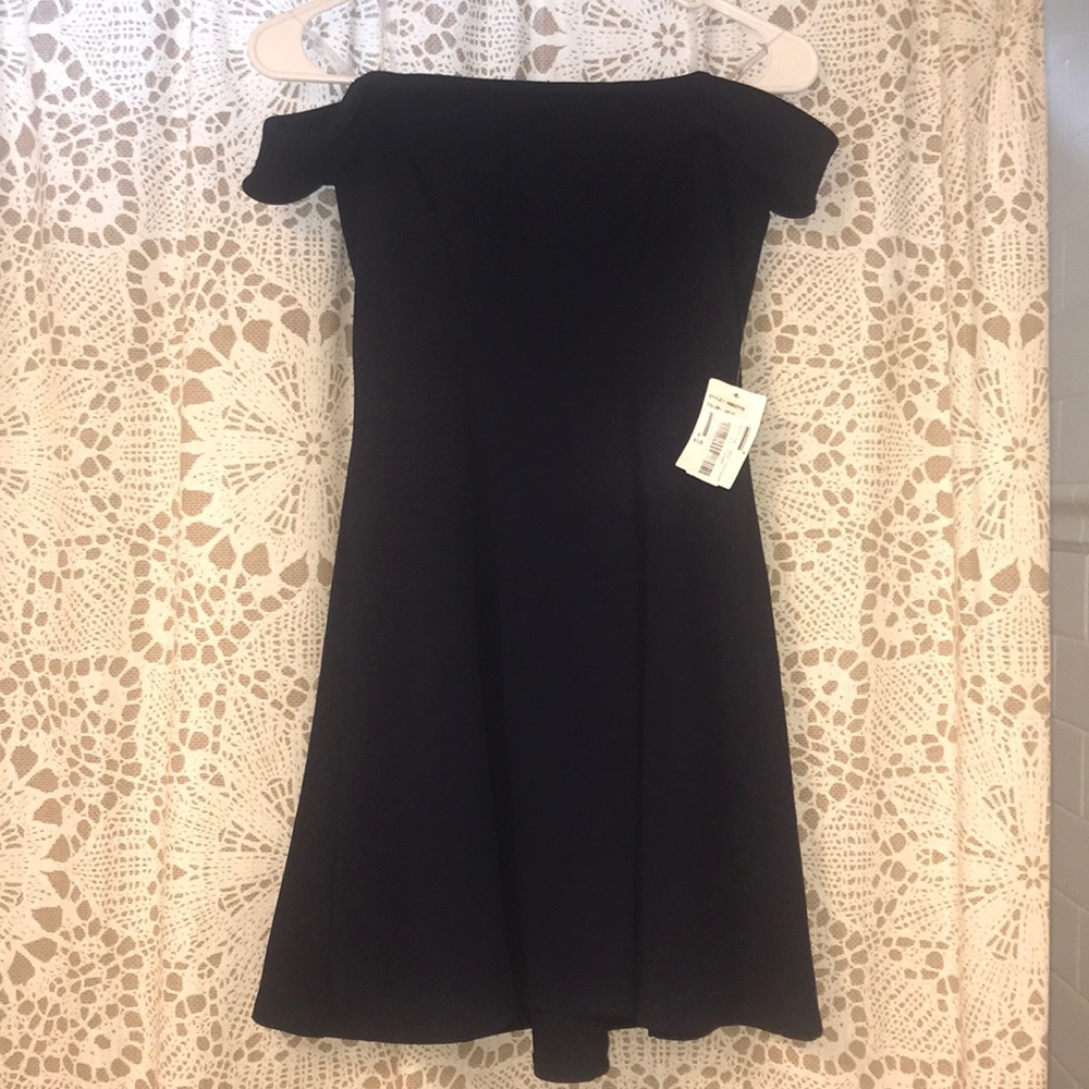 Navy blue off the shoulder dress